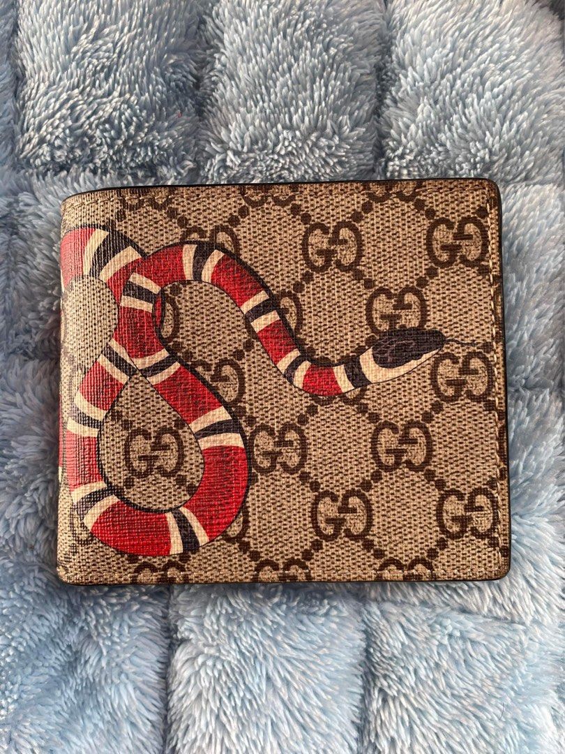 GG Supreme Black Kingsnake Print Small Wallet