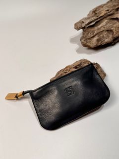 Loewe vintage 日本二手 中古復古古董 黑色皮革 logo壓紋 零錢包 卡夾 卡包