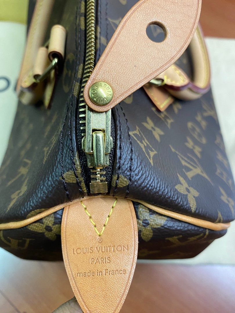 Louis Vuitton Monogram Speedy 30 Handbag Brown M41108 Rfid Gold