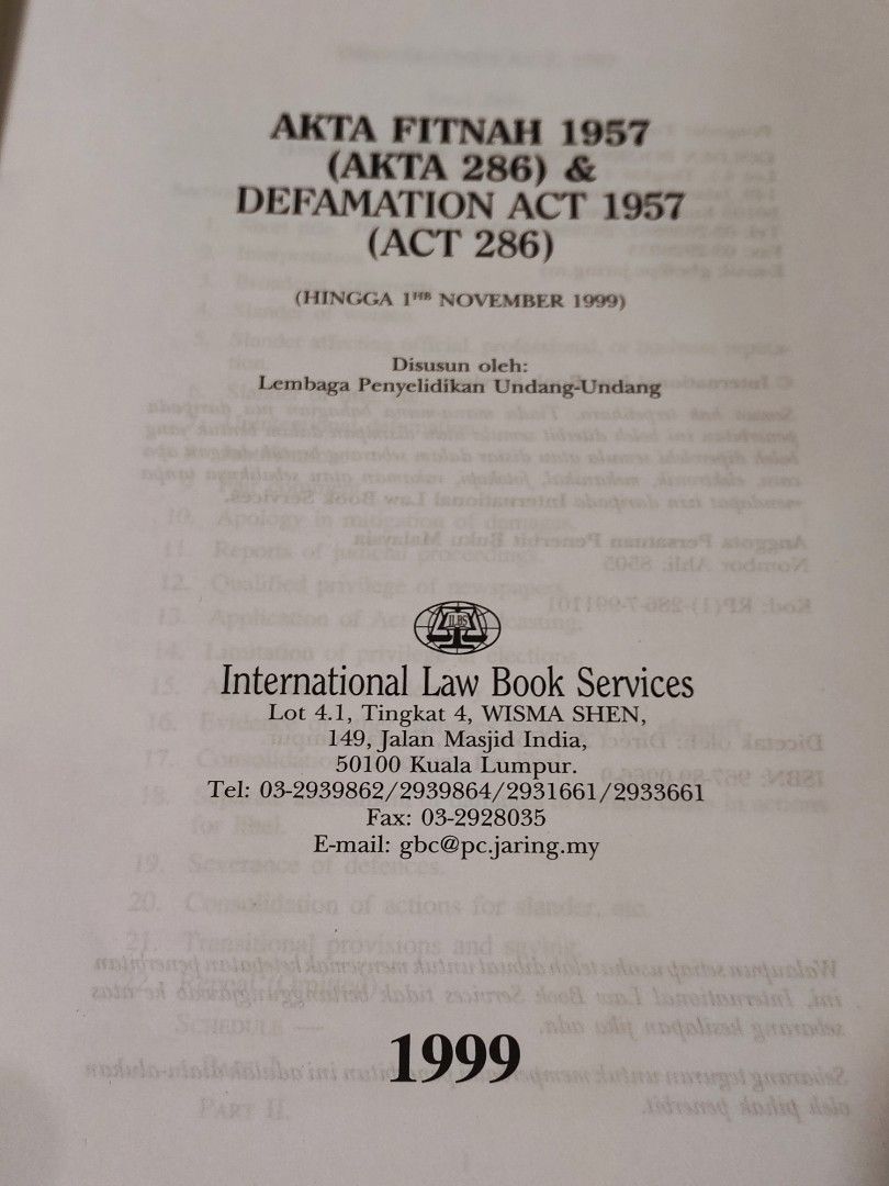 (MAL,ENG) Alta Fitnah 1957 (Akta 286) & Defamation Act 1957 (Act 286