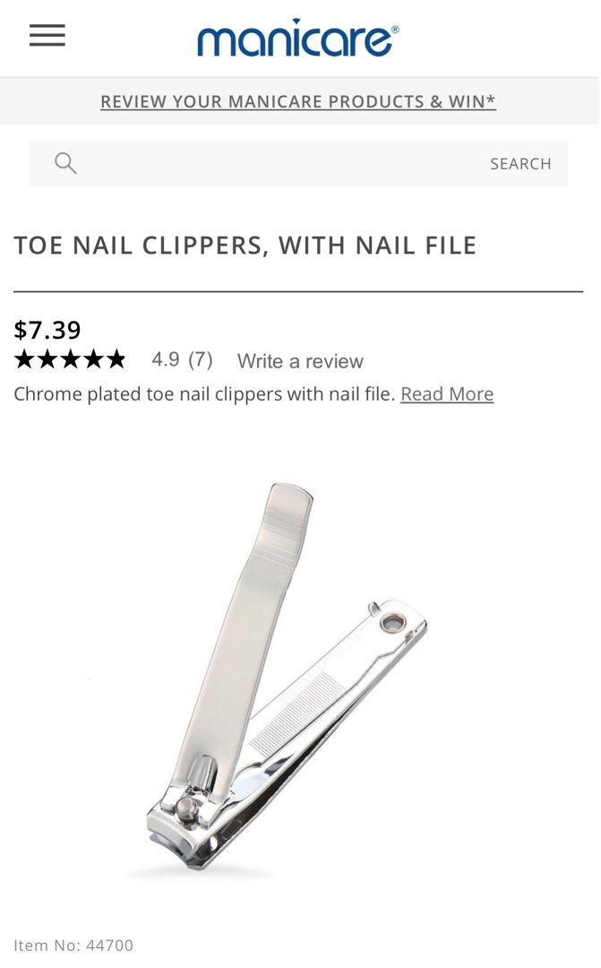 Manicare Toe Nail Clipper With Catcher Nail File Manicure Pedicure Trimmer