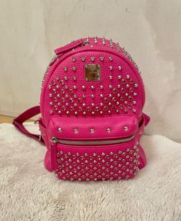 💯 % Original MCM Stud Bagpack- Small, Luxury, Bags & Wallets on Carousell