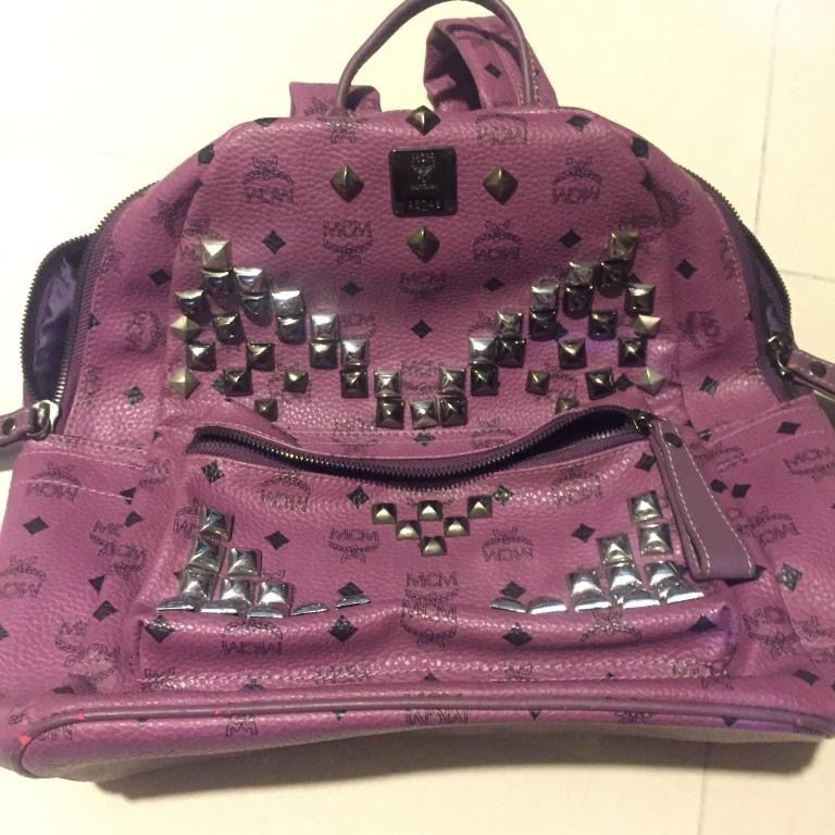 MCM purple medium backpack with studs Women s Fashion Bags Wallets Backpacks on Carousell