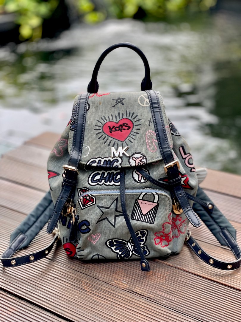 Michael michael kors beacon small embroidered sales denim backpack