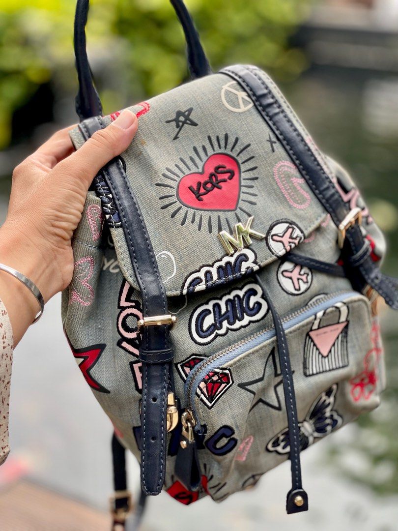 Michael michael kors beacon small embroidered denim backpack clearance