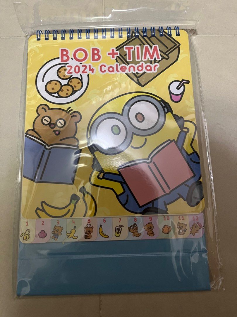 Minions BOB+TIM 2024 Calendar 座枱年曆（swap/ exchange/ 以物易物/ 交換）, 興趣及遊戲,  手作＆自家設計, 其他- Carousell