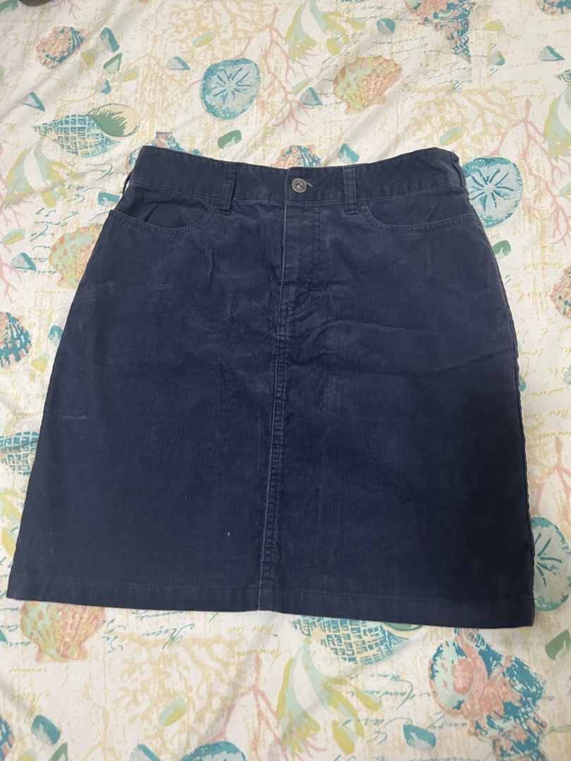 Muji Corduroy Navy Blue Skirt, Women's Fashion, Bottoms, Skirts on ...