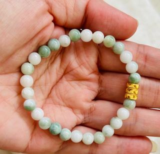 Natural stone bracelet with 999 gold charm