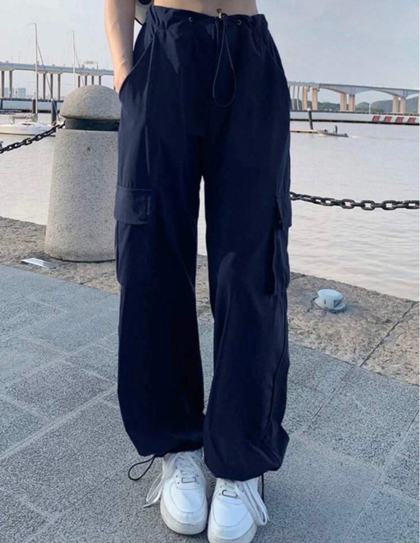 Navy blue parachute pants, Women's Fashion, Bottoms, Other Bottoms on ...