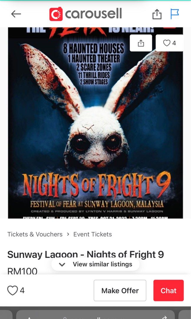 Night of fright, Tickets & Vouchers, Event Tickets on Carousell
