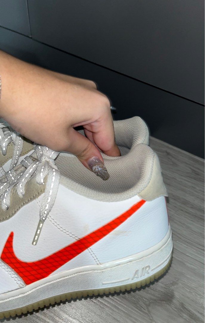 Nike Air Force 1 Orange Women s Fashion Footwear Sneakers on