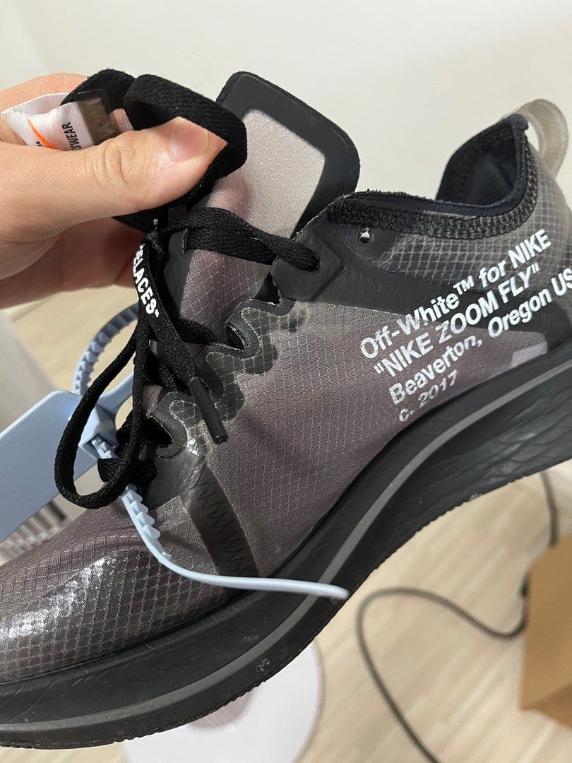 Nike zoom fly off-white sales black silver on feet