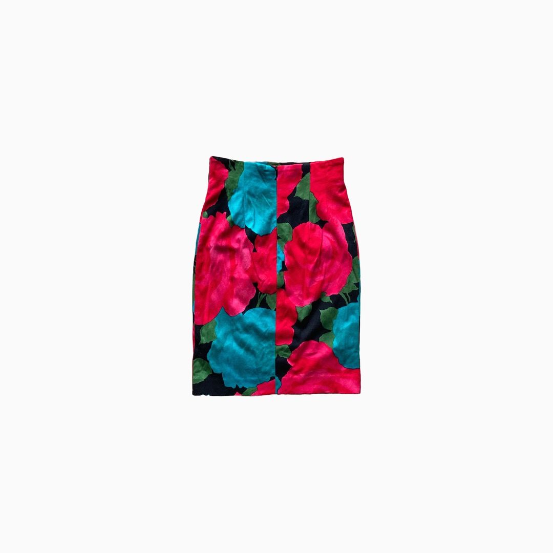 Floral pencil skirt on sale 80s