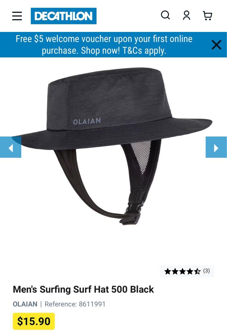 Olaian Decathalon Surf/Water Hat, Men's Fashion, Watches