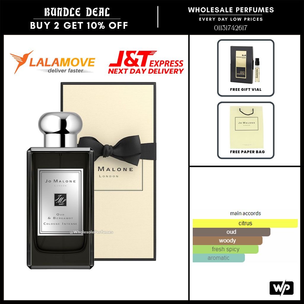 [ORIGINAL] JO MALONE OUD & BERGAMOT COLOGNE INTENSE 100ML EDC FOR UNISEX, Beauty & Personal Care