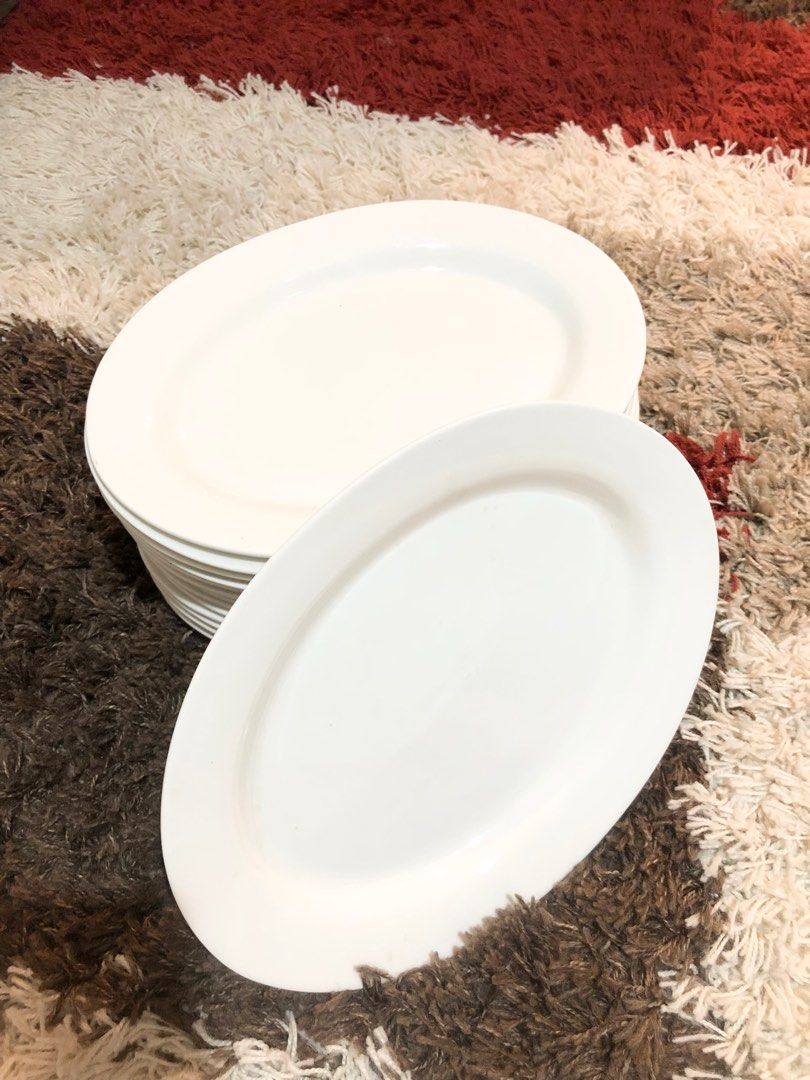 Oblong white plates discount