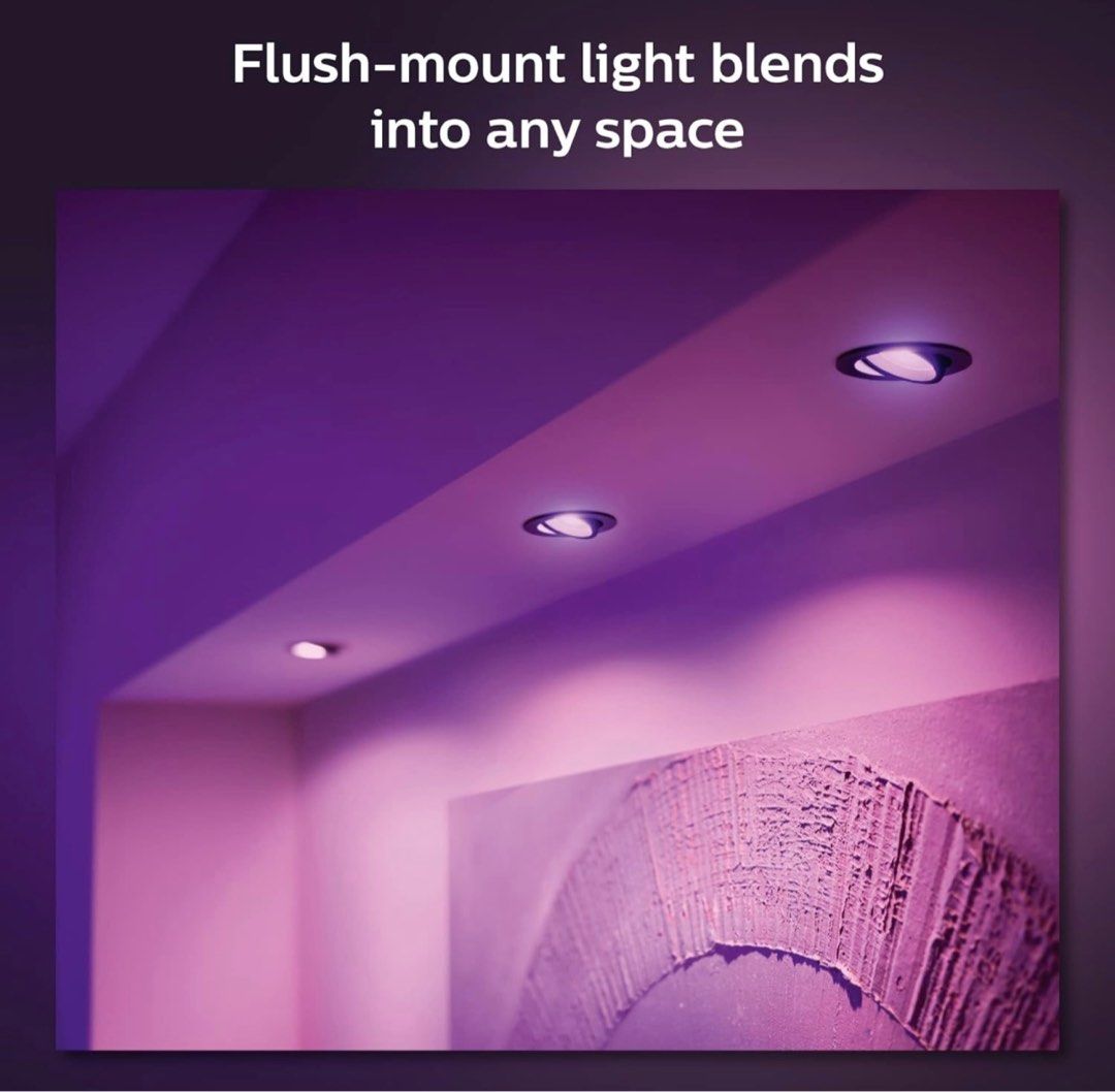 Philips Hue White & Color Ambiance Centura (3 Faretti Rotonda Da Incasso) - Plafoniere LED Dimmerabili, Luci Intelligenti Per Soffitto, Compatibili Con Alexa E App (Nero)
