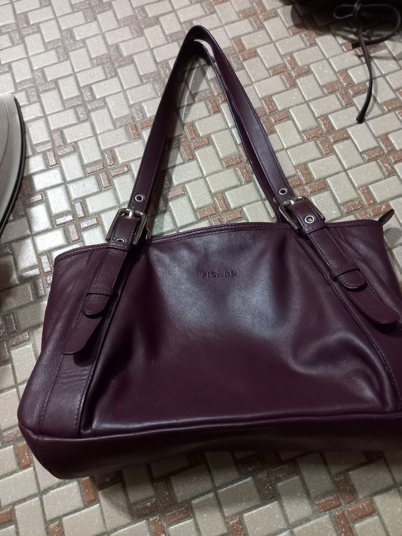 Pre-owned Picard Leather Handbag In Burgundy