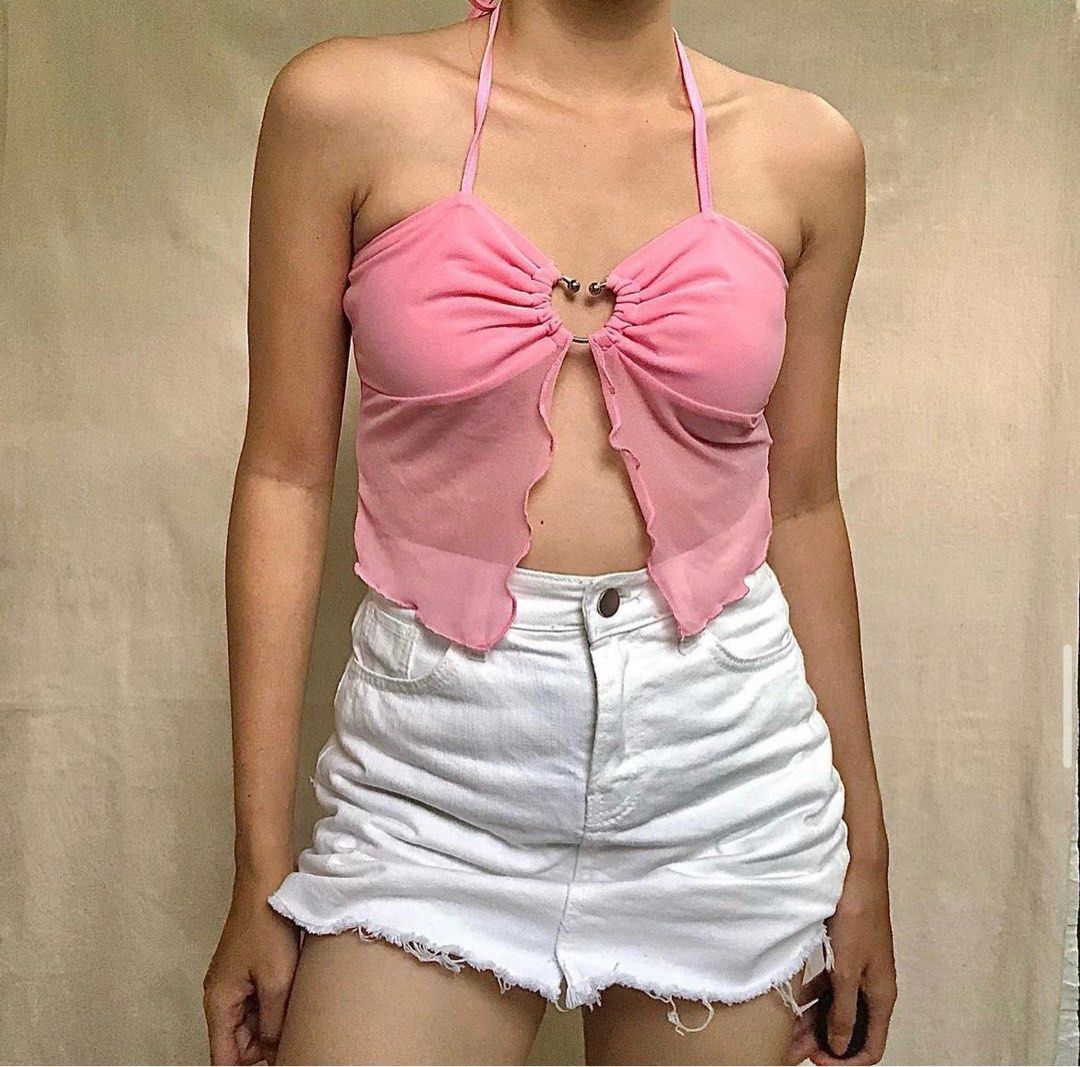 pink mesh front split heart halter top (Category: Sleeveless) located in Mabalacat. Submitted by gotchilover (Listing ID 1261490756, Image 1). Description: Good as new Never been used Size small Please dm for q’s.