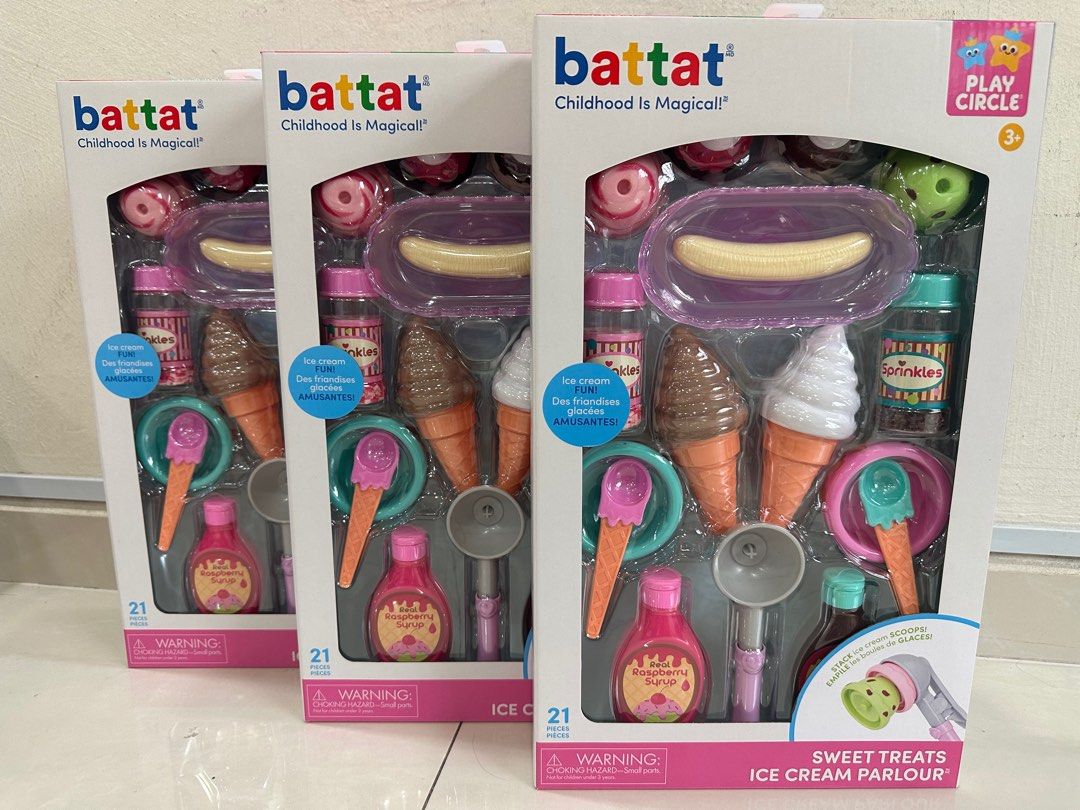 Play Circle by Battat - Sweet Treats Ice Cream Parlour Playset - Sprinkles, Cones, Spoons, Cups - Pretend Play Food Decorating Kit - Toy Frozen