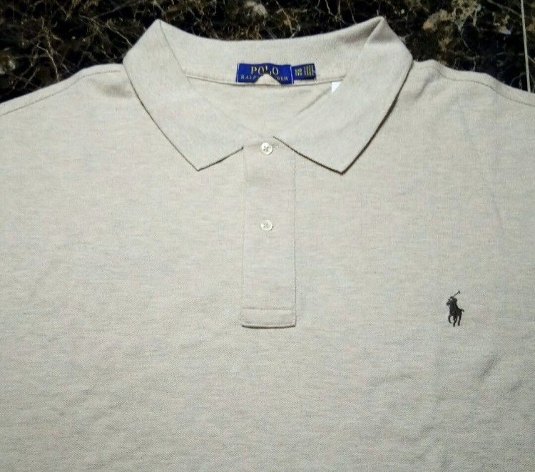 POLO RALPH LAUREN GREY COLLAR TSHIRT SHORT SLEEVE BIG SIZE 5XL
