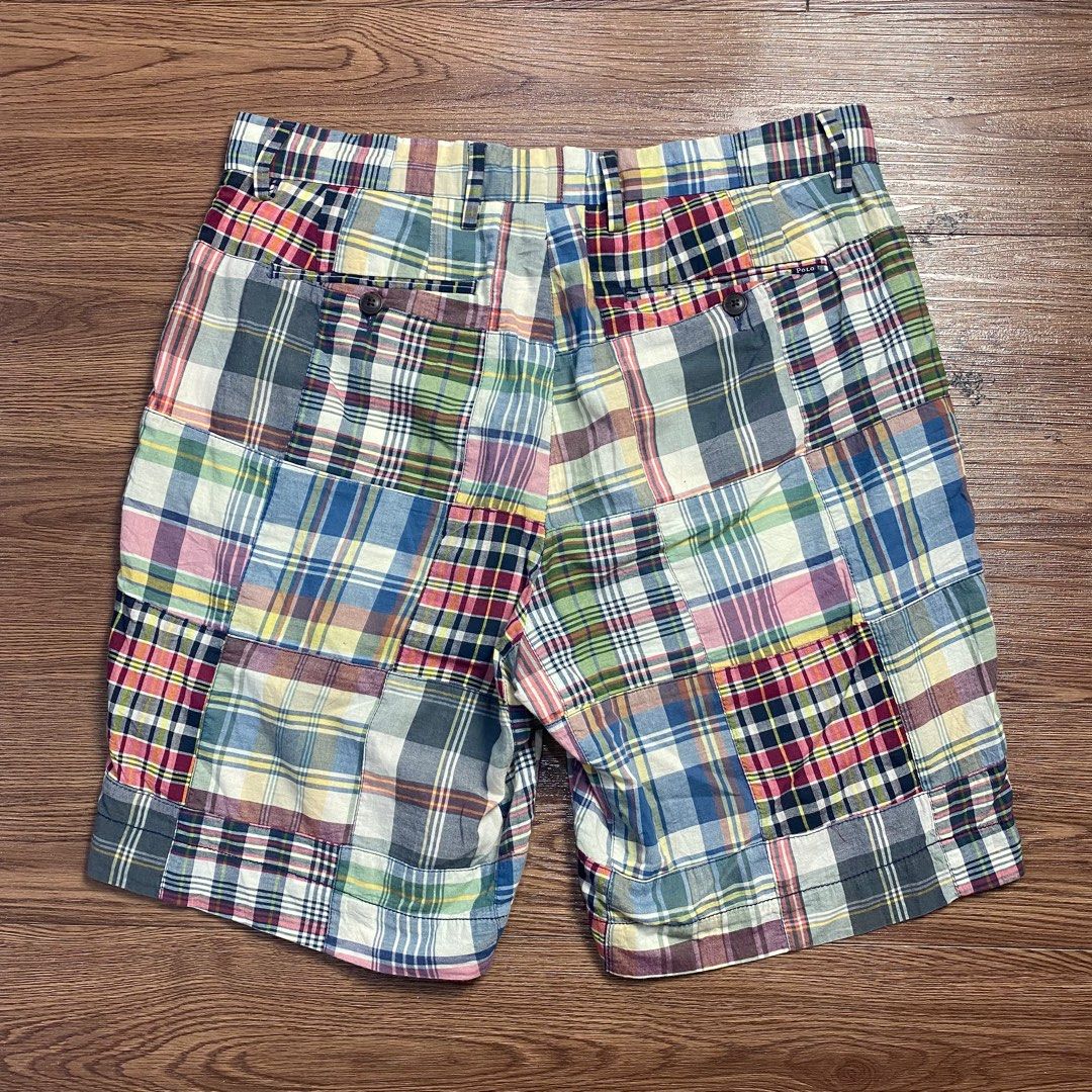 Madras patchwork shorts discount