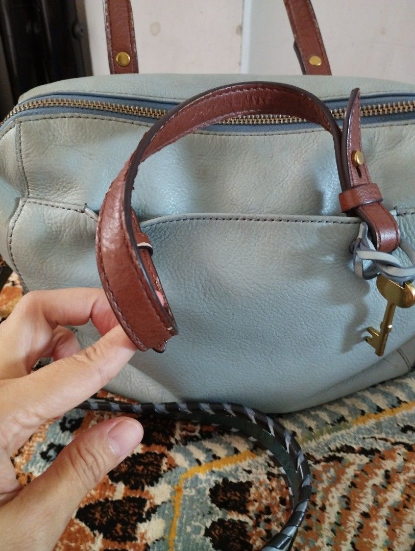 Preloved Tas Fossil Rachel Satchel Horizon Blue Original