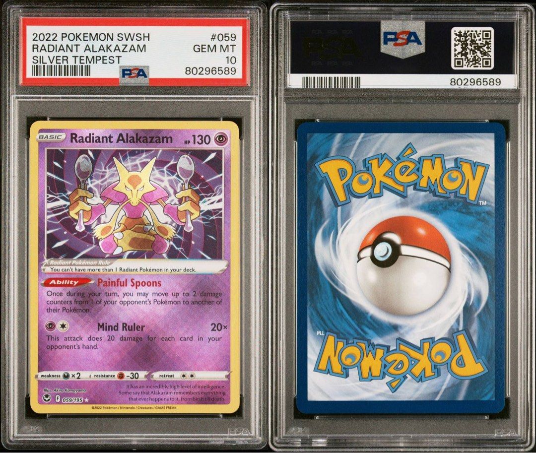 PSA 9 - Pokemon Card - Silver Tempest 059/195 - RADIANT ALAKAZAM