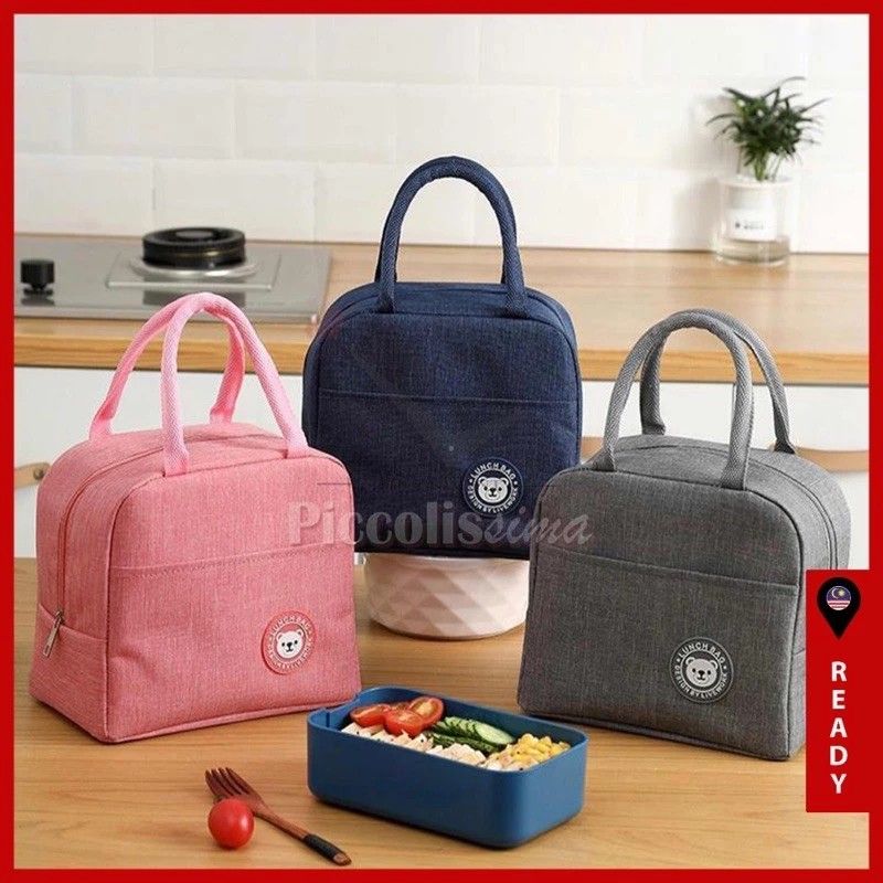 READY STOCK RANDOM COLOUR Insulated Lunch Bag Lunch Box Bag Lunch