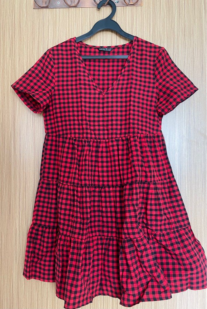 Red gingham smock new arrivals dress