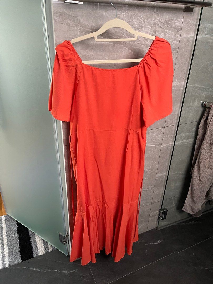 Red orange deals midi dress
