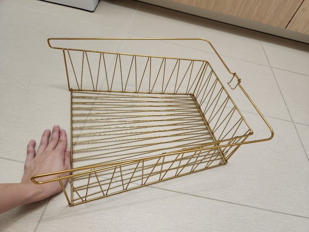 (Retail 12.90) Ikea kallax wire basket brasscolor, Furniture & Home