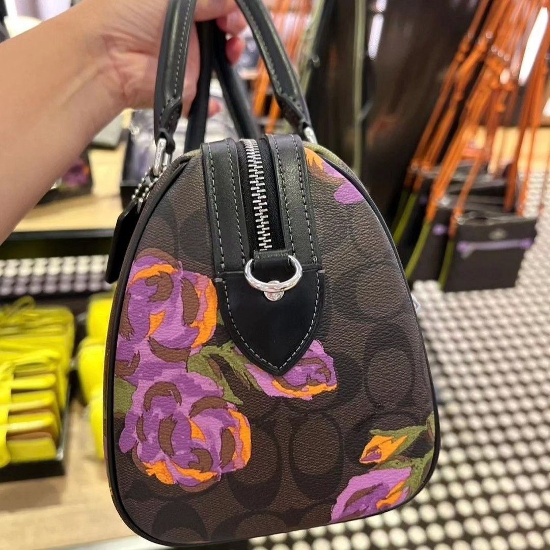 Rose print coach bag discount