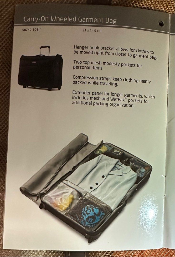 Samsonite lift top 2 garment bag
