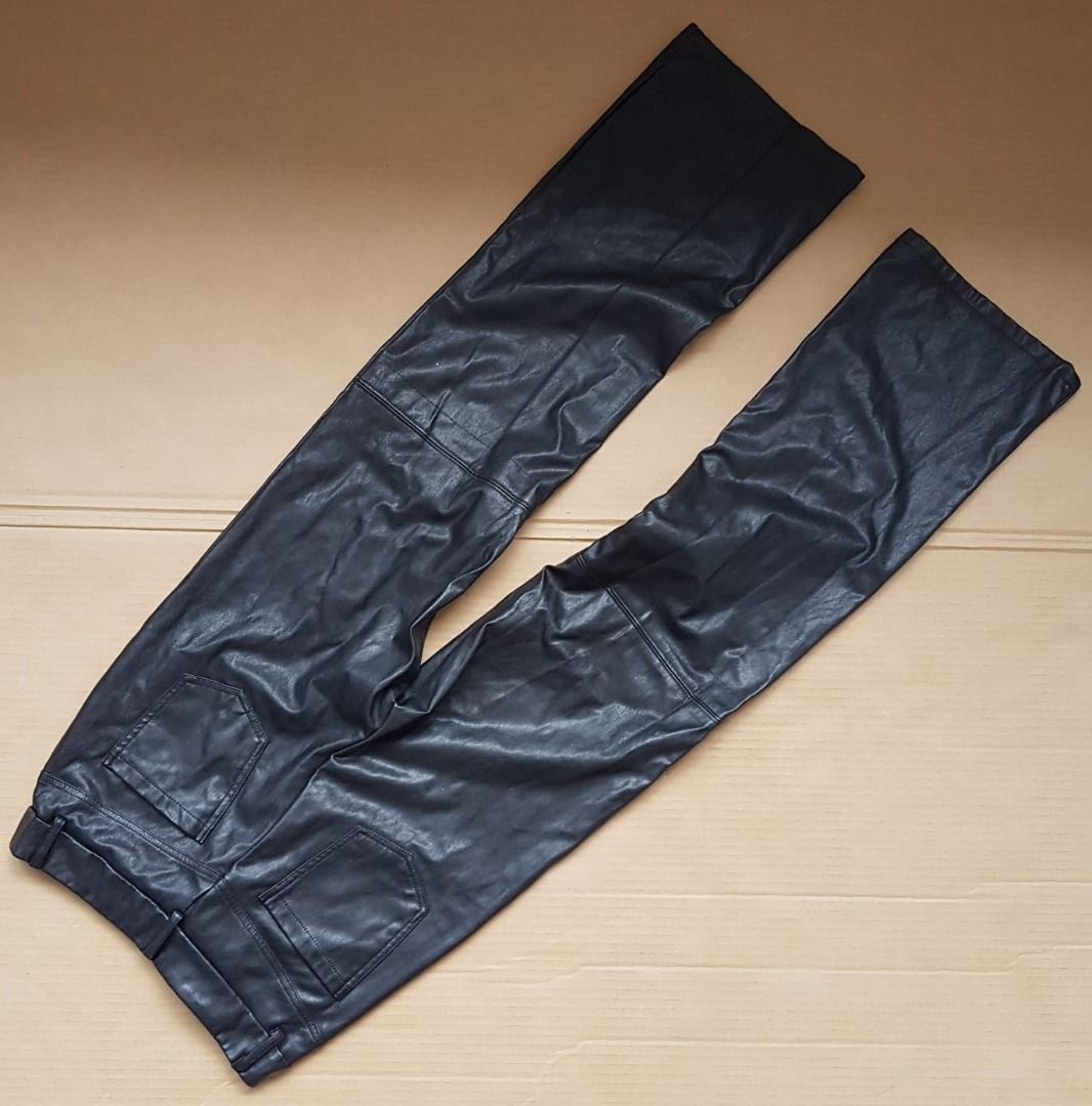 Mens black best sale leather jeans