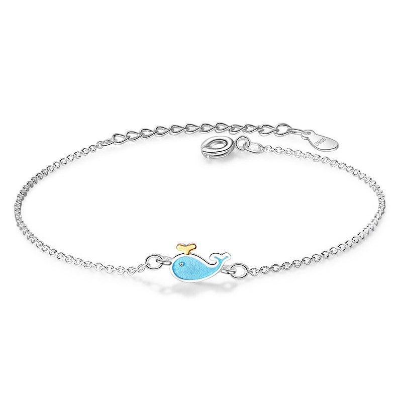Silver chain bracelet whale pendant Women s Fashion Jewelry