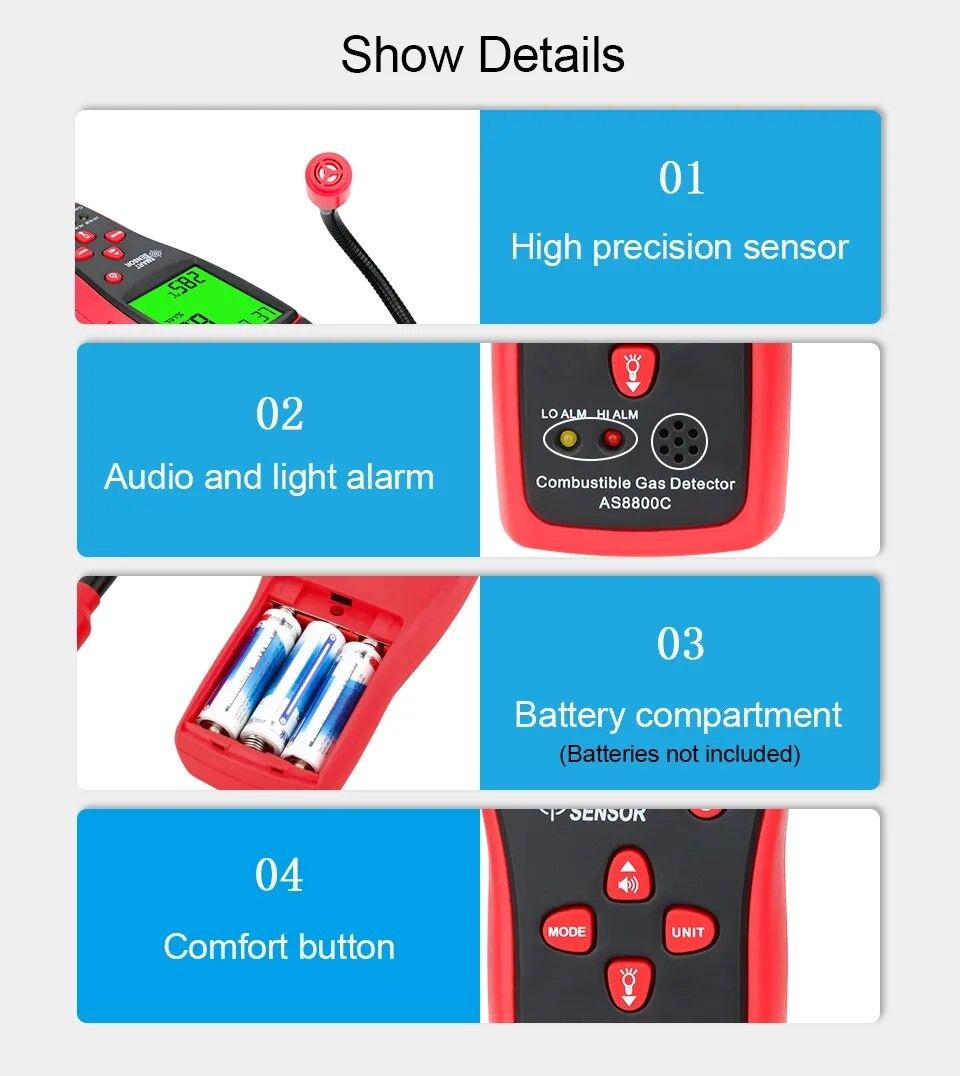 Smart Sensor Digital Combustible Gas Detector Gas Analyzer Flammable Natural Gas Leak Meter Gas