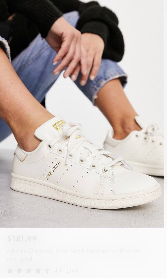 Stan smith off white and gold Women s Fashion Footwear Sneakers