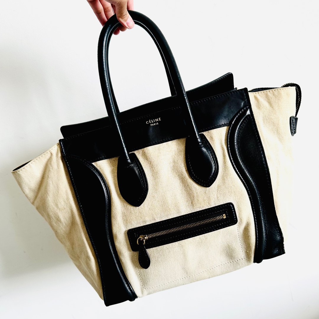 STEAL Celine Panda Black White GHW Mini Luggage Top Handle