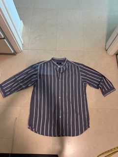 Louis Vuitton Men's XL Monogram Bandana Blue Button Down Short Sleeve Shirt  86lk525