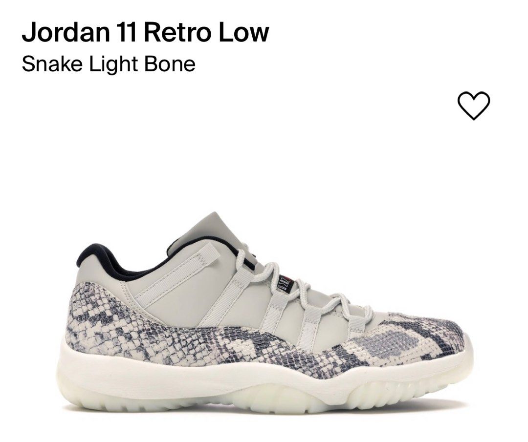 Retro 11 outlet snake light bone