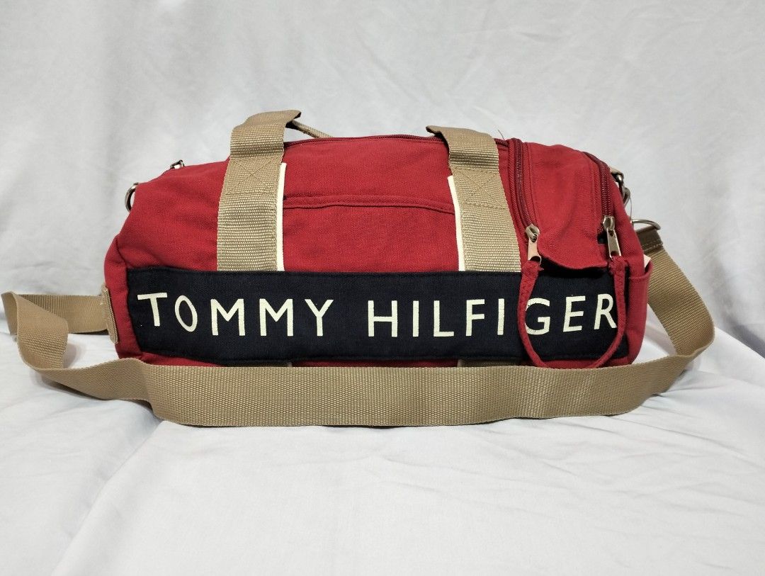 Tommy hilfiger red duffle bag hot sale