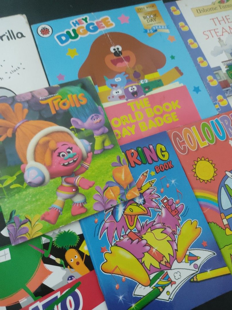 Trolls, Coloring, etc. (8 Children's Thin Small & Mini Paperbacks) (Category: Children's Books) located in Dasmarinas. Submitted by curatedreadsbykat (Listing ID 1261464950, Image 2). Description: Titles: Trolls Colouring Books (1) Colouring Book (2) Queen CJ and the Bouncy Castle The Old Steam Train Supertato Hey Duggee The Knitting Gorilla ✨ Secondhand ✨ This is a preloved copy so kindly manage your expectations. May have flaws like dents, tann