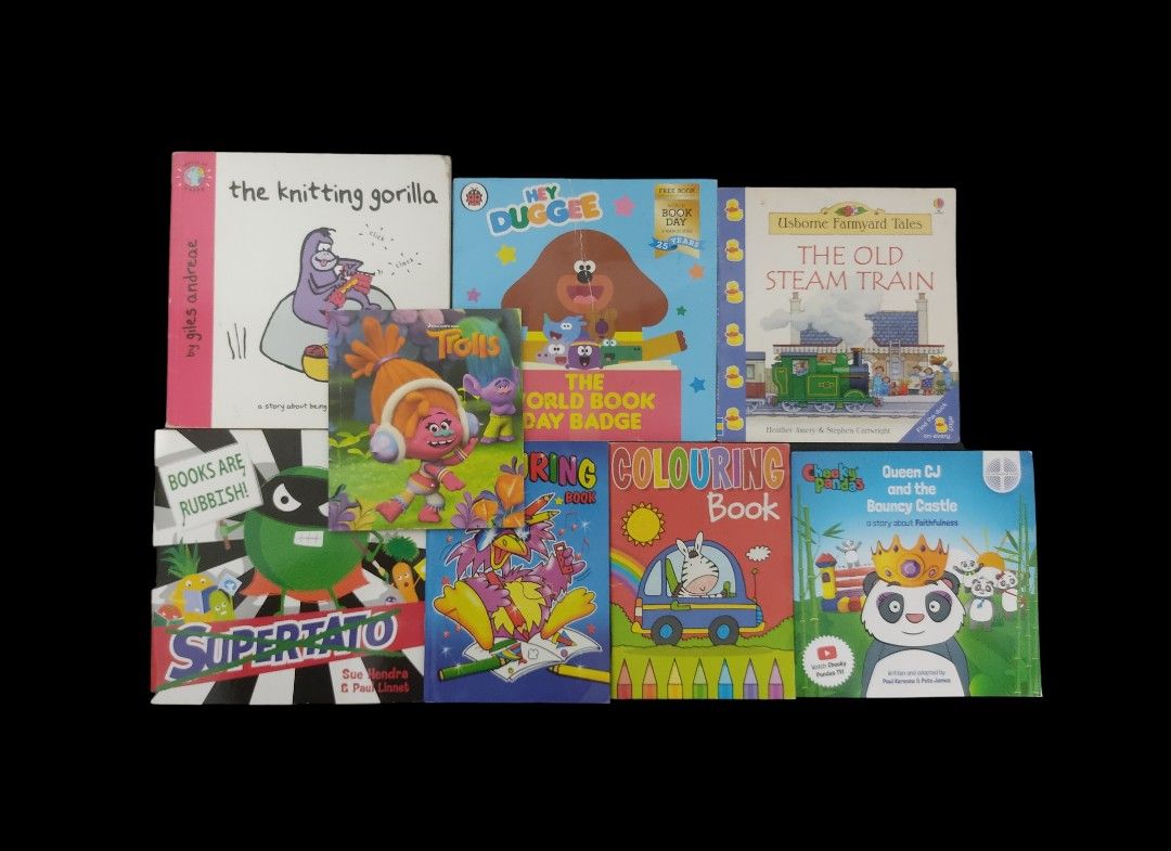 Trolls, Coloring, etc. (8 Children's Thin Small & Mini Paperbacks) (Category: Children's Books) located in Dasmarinas. Submitted by curatedreadsbykat (Listing ID 1261464950, Image 1). Description: Titles: Trolls Colouring Books (1) Colouring Book (2) Queen CJ and the Bouncy Castle The Old Steam Train Supertato Hey Duggee The Knitting Gorilla ✨ Secondhand ✨ This is a preloved copy so kindly manage your expectations. May have flaws like dents, tann