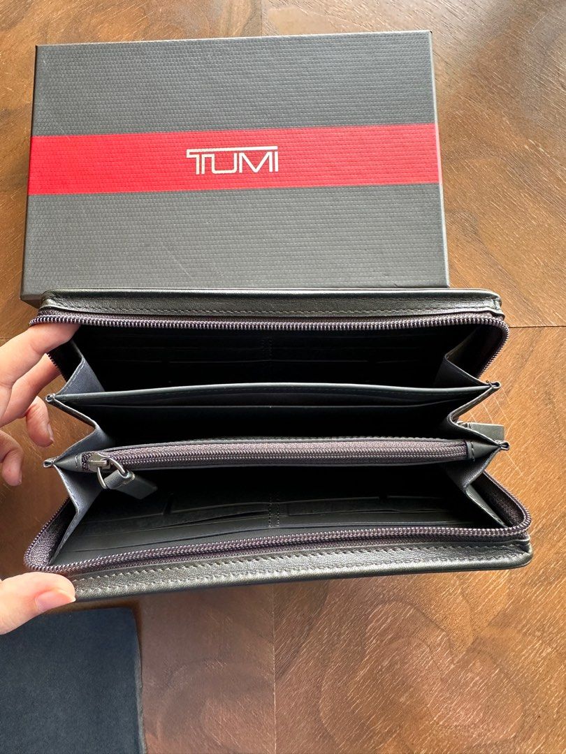 Tumi Nassau Zip-Around Travel Wallet Black Smooth