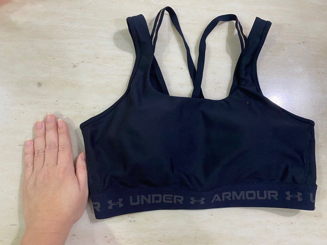 Armour Crossback Heather Mid Impact Sports Bra Breathtaking Blue