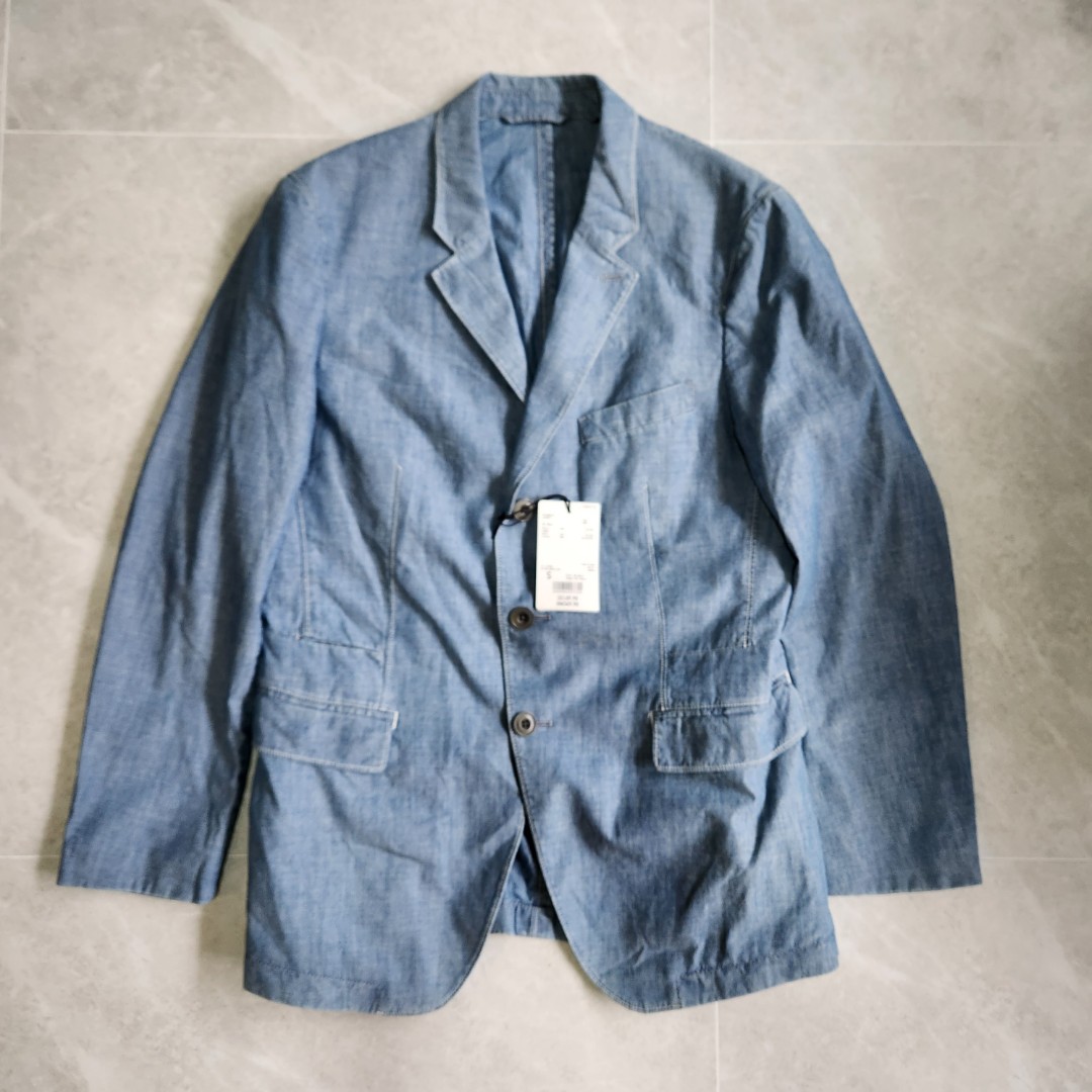 Uniqlo Lemaire Chambray Blazer Small, Men's Fashion, Coats, Jackets and ...
