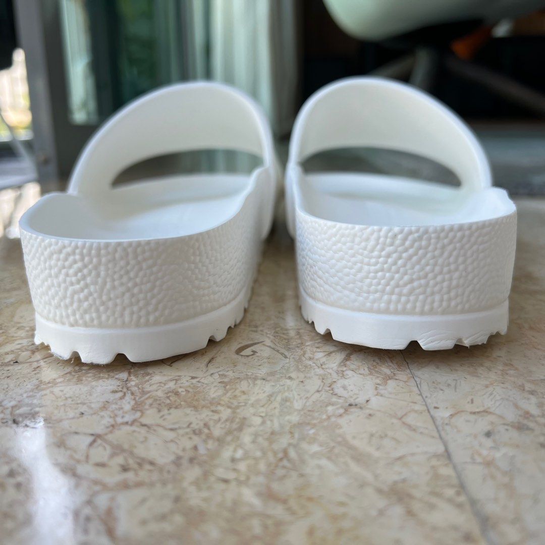 White Birkenstock sandals Men s Fashion Footwear Flipflops and