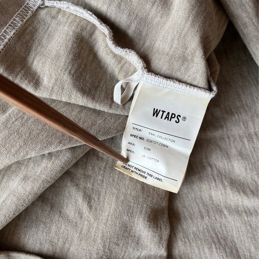 WTAPS Pigment Dyed Long Tee Beige 20AW 202ATDT-CSM04 LS SIGN LS