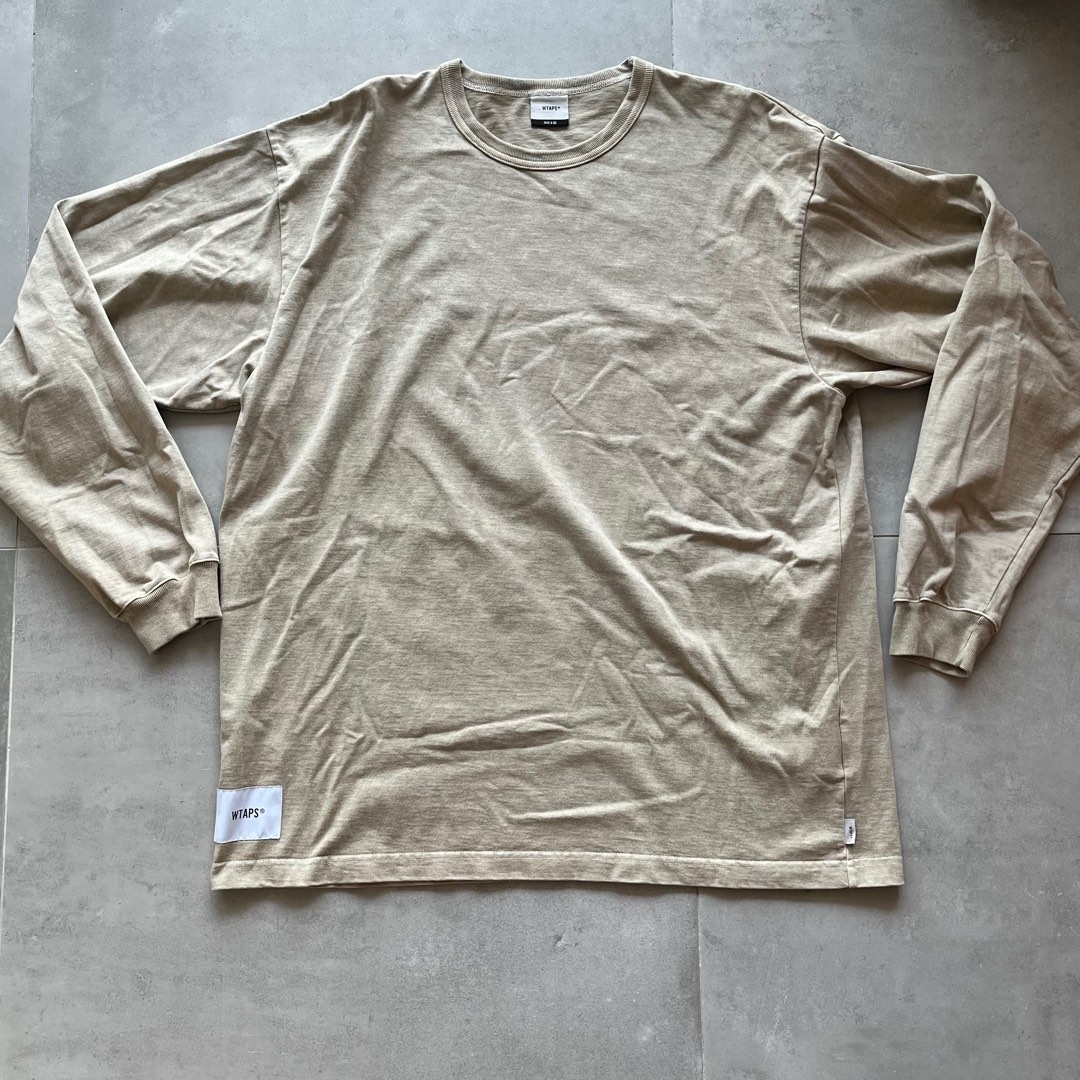 WTAPS Pigment Dyed Long Tee Beige 20AW 202ATDT-CSM04 LS SIGN LS